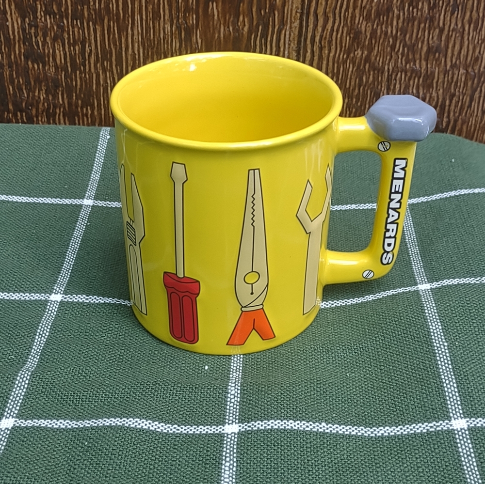 Menards Yellow 3D Tools ceramic coffee mug
